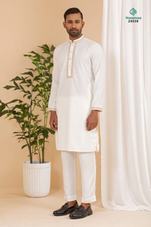 white panjabi design